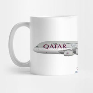 Illustration of Qatar Airways Airbus A380 Mug